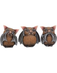 Hear No Evil, See No Evil - 3 stk Flaggermusfigurer 8 cm