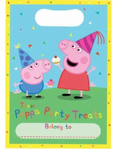 8 stk Godteposer med Bursdagmotiv - Peppa Pig