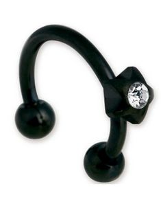 Star With Stone Sort - 1,2 x 8 mm Øyenbrynspiercing 