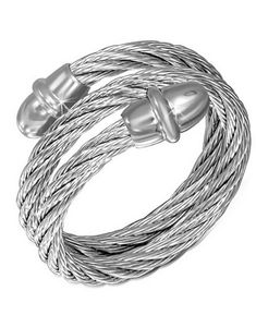 Giza - Sølvfarget Ring i Tvinnet Stål