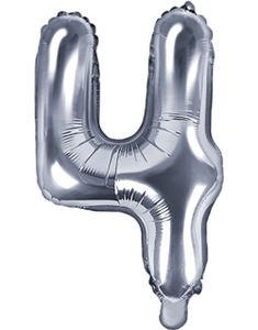 Tallet 4 - Sølvfarget 35 cm Folieballong
