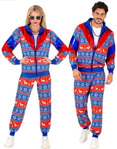 UV Glow Rød og Blå Grilldress med Juletema til Voksen