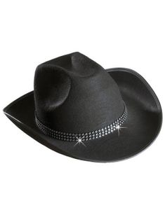 Svart Cowboyhatt med Strass Kant