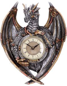 Dracus Horologium - Steampunk Drage Veggklokke 27 cm