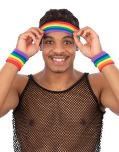 3 stk Regnbuefarget svettebånd