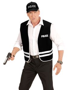 Politi Kostymesett med Vest og Caps
