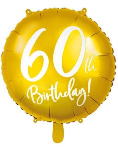 60th Birthday - Rund Gullfarget Folieballong 45 cm
