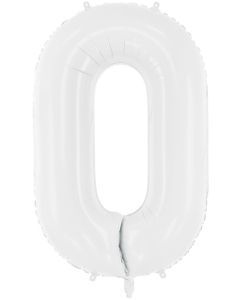 Tallet 0 - Hvit JUMBO Folieballong 86 cm
