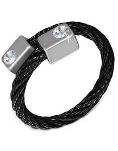 Chicago - Svart Ring i Tvinnet Stål