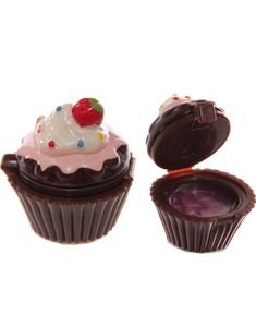 Brun Muffinsformet Lipgloss med Jordbær Smak