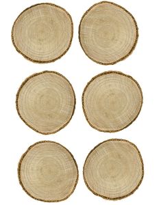 6 stk Runde Bordkort i Treverk