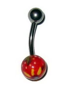 Håndmalt Navlepiercing med Abstrakt Mønster