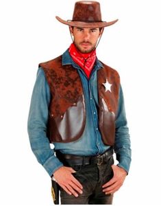 Brun Cowboyvest med Sheriffstjerne