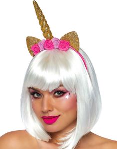 Enhjørning Bøyle med Glitrende Horn og Blomster