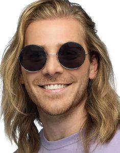 Grå Runde Store Hippie Kostymebriller