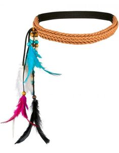 Hodebånd med Fargerike Fjær og Perler 