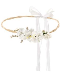 Hvit Blomsterkrans ned Silkebånd og Knyting