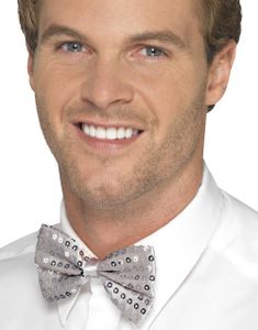 Sølvfarget Sløyfe med Glitrende Paljetter