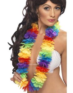 Hawaiikrans i Regnbuens Farger med Store Flotte Blomster