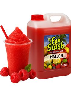 5 liter Bringebær Slush-Konsentrat - 30 liter Ferdig Popz Fun Slush