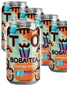 24 stk Boba Cat Cantaloupe Pear - Popping Bubble/Boba Tea - Helt Brett 24x320 ml (Taiwan)