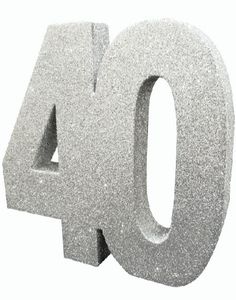 Sølvfarget Glitrende 40 År Borddekorasjon 20 cm