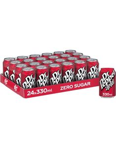 24 stk Dr. Pepper Zero - Sukkerfri Brus - Helt Brett 24x330 ml (USA)