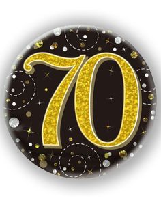 70-års Feiring Svart og Gullfarget Pin/Badge