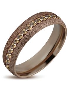 Brun Glitrende Stålring Fattet med Brune CZ Stener